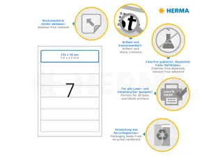 HERMA 10140 Rugetiket smal A4 192x38mm Verwijderbaar Wit 700 stuks - 3