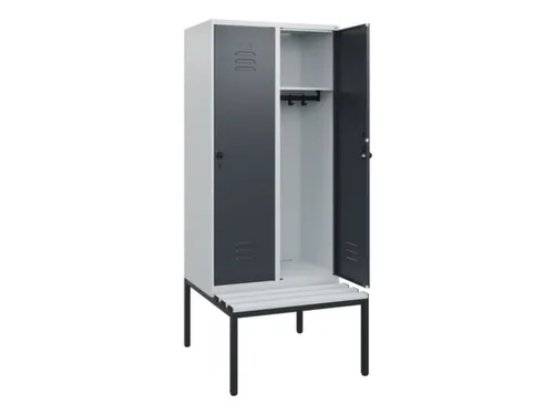 locker met bank,HxBxD 1950x800x815mm,2vak,vak B 400mm,draaigrendel