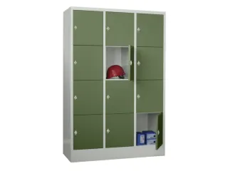 lockerkast,HxBxD 1850x1200x500mm,3x4vakken,RAL7035,front RAL6011 - 2