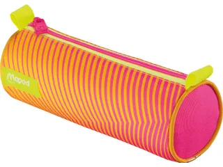 Maped Etui rond met nylon rits NEON kleuren oranje/roze - 1
