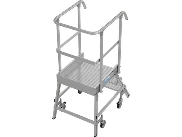 bordestrap,verrijdbaar,bordes H 0,75m,3treden,aluminium,4zwenkwielen