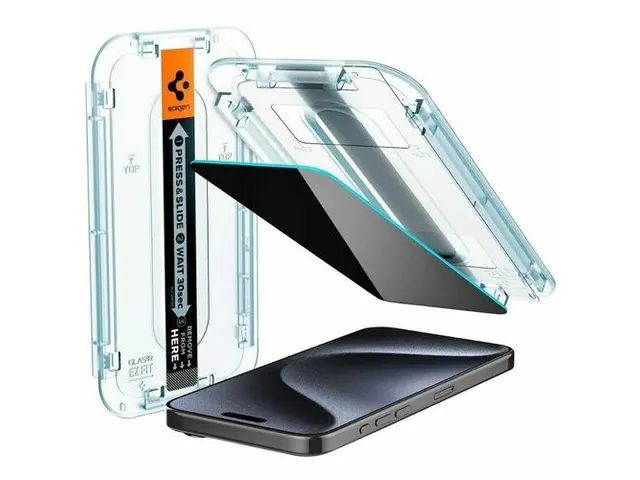 Spigen AGL07120 Privacy Screen Protector iPhone 15 Pro Glas.tR EZ Fit