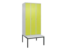 locker met bank,HxBxD 2120x900x815mm,3vak,vak B 300mm,cil.-slot