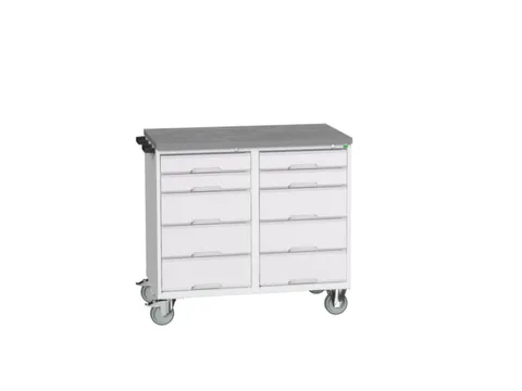 montagetafel 980x1050x600mm linoleumblad 10 laden duwbeugel RAL7035