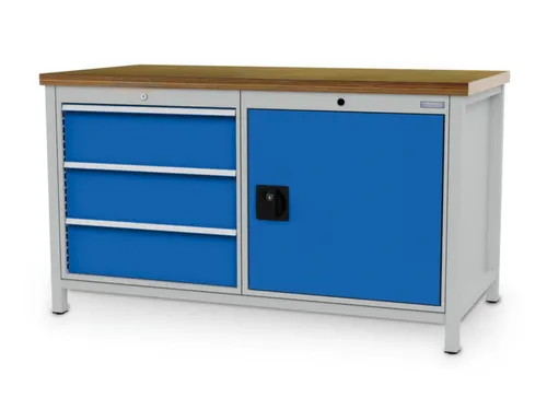 werkbank,HxBxD 860x1500x750mm,onderstel RAL9005,fronten RAL7035