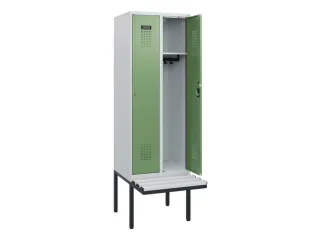 locker met bank,HxBxD 1950x600x815mm,2vak,vak B 300mm,cilinderslot - 1