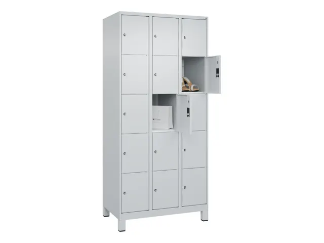lockerkast,HxBxD 1950x900x500mm,3x5vakken,vak B 300mm,cil.-slot,voeten