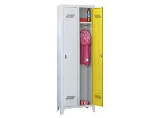 lockerkast v. kinderen,HxBxD 1600x630x500mm,2vak,RAL7035,front RAL5012 - 1