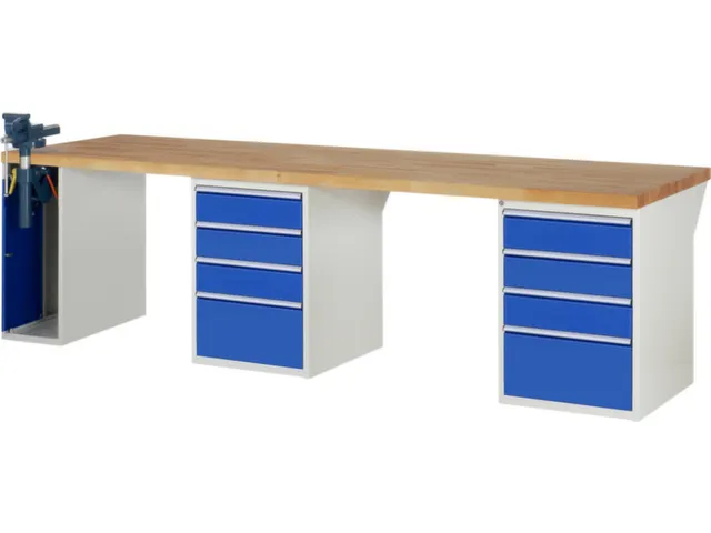 werkbank,HxBxD 890x3000x900mm,beukblad,draagverm. 750kg,3containers