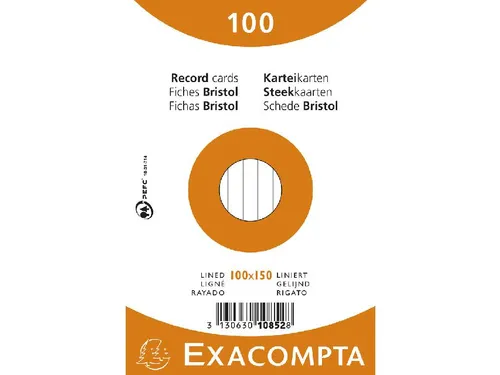 Pk 100 Cards 100X150 Asst Lined
