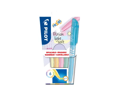 Markeerstift Pilot Frixion Light Soft Medium punt 4.0 Pastel 6 stuks
