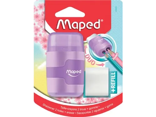 potloodslijper + gom Connect Soft Touch assorti pastelkleuren, op blis