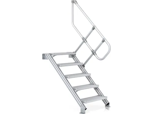 industriële trap,bordes H 3,22m,15treden,trede D 225mm,45° helling