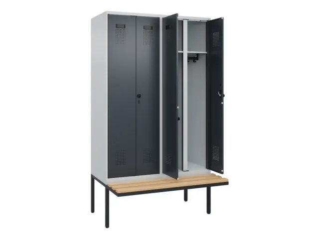 locker met bank,voor scheiding van kleding,HxBxD 2120x1200x815mm,4vak
