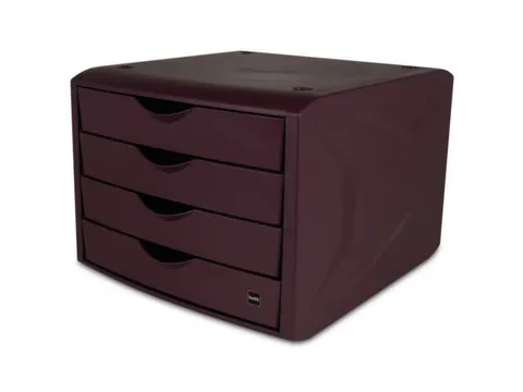 ladeblok,4xDIN A4,HxBxD 215x265x332mm,kunststof,bordeauxrood