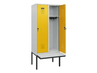 locker met bank,HxBxD 1950x800x815mm,2vak,vak B 400mm,draaigrendel - 1