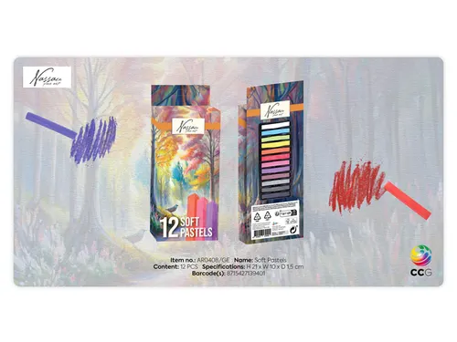 Pastelkrijt Nassau fine art zacht blister 12 stuks assorti