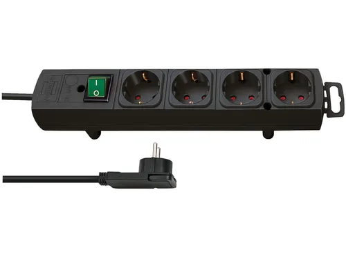 Stekkerdoos Brennenstuhl Comfort Plus 4vdg incl platte stekker 2m zw