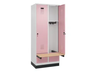 locker met bank,HxBxD 1950x800x815mm,2vak,vak B 400mm,draaigrendel - 1