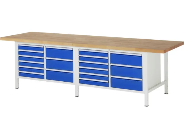 werkbank,HxBxD 840-1040x3000x900mm,beukblad,draagverm. 1250kg