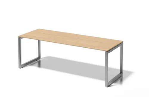 bureau,HxBxD 740x2200x800mm,blad esdoorn,sledeframe zilverkleurig