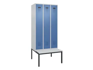 locker met bank,HxBxD 2120x900x815mm,3vak,vak B 300mm,cilinderslot - 2