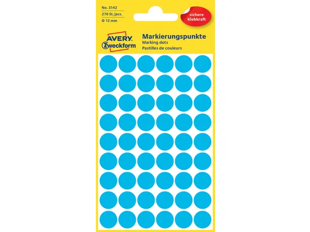Etiquette Avery Zweckform 3142 Rond 12mm Bleu 270 Pcs