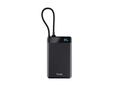Powerbank Trust Fiera 10.000 met kabel 2 USB-poorten zwart