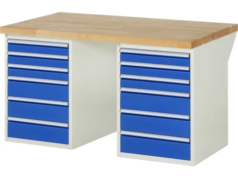 werkbank,HxBxD 890x1500x900mm,beukblad,draagverm. 750kg,2containers