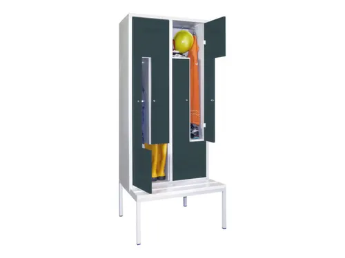 Z-garderobekast,HxBxD 2100x800x800mm,vak B 400mm,RAL7035,front RAL7016