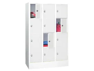 lockerkast,HxBxD 1518x900x500mm,3x4vakken,RAL7035,front RAL5010 - 1
