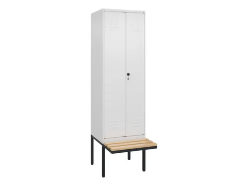 PBM-locker met bank,HxBxD 2120x600x815mm,2vak,vak B 300mm,draaigrendel