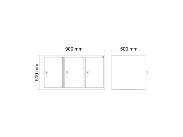 opzetkast,v. locker,3vak.,vak B 300mm,HxBxD 500x900x500mm,draaigrendel