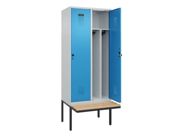 locker met bank,voor scheiding van kleding,HxBxD 2120x800x815mm,2vak