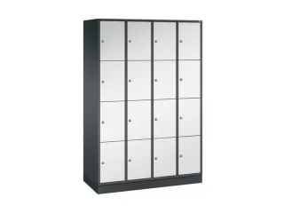 lockerkast,RAL 7021/RAL 7035,HxBxD 1950x1220x500mm,4x4vakken,cil.-slot - 2