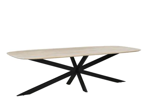 Vergadertafel Harper Deens Ovaal 240x100cm Naturel blad met Spinpoot