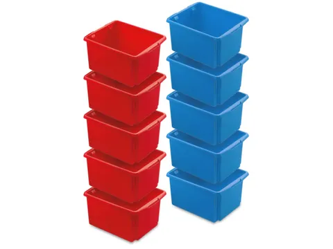 set draaistapelbakken,10-dlg.,HxLxB 245x455x360mm,32l,PP,BLAUW/ROOD