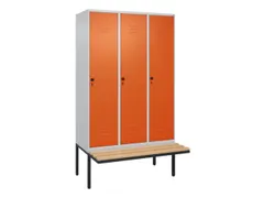 locker met bank,HxBxD 2120x1200x815mm,3vak,vak B 400mm,draaigrendel