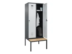 locker met bank,HxBxD 2120x800x815mm,2vak,vak B 400mm,draaigrendel