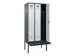 locker met bank,voor scheiding van kleding,HxBxD 2120x900x815mm,3vak