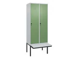 locker met bank,HxBxD 2120x800x815mm,2vak,vak B 400mm,draaigrendel