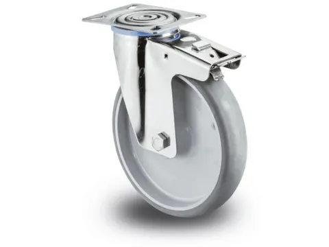 Zwenkwielen Met Rem 150x40 140kg Thermopl. Banden Kunststof Velg