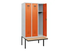 locker met bank,HxBxD 1950x900x815mm,3vak,vak B 300mm,cilinderslot