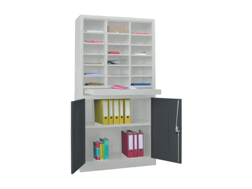 Postsorteerkast Met Deuren 1950x1000x400mm 3x6 Ral7035 Front Ral7016