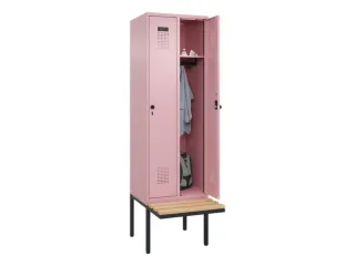 locker met bank,HxBxD 2120x600x815mm,2vak,vak B 300mm,draaigrendel - 1