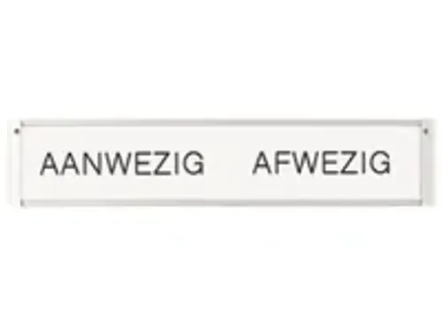 OUTLET In-uit Bord 30 Namen Aluminium Aan/afwezigheidsbord Wit