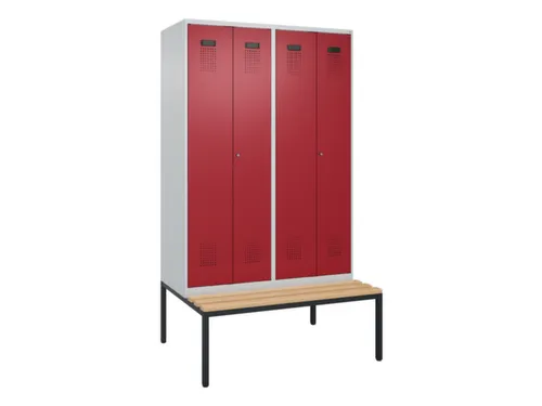 locker met bank,voor scheiding van kleding,HxBxD 2120x1200x815mm,4vak