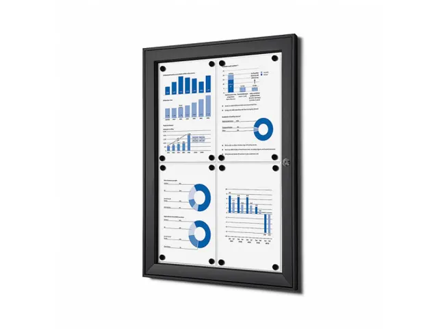 Vergrendelbaar Mededelingenbord Indoor/ Outdoor 4xA4 Zwart