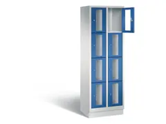 Lockerkast 1800x610x500mm 2x4 vakken Cilinderslot, Sokkel, RAL5010