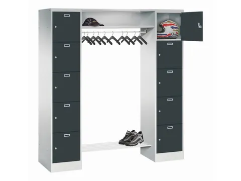 personeelsgarderobe cil.slot 1950x1700x500mm 2x5 vakken 400mm RAL7016